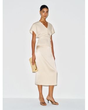 Reformation Petites Helen Low Waist Silk Midi Skirt 0P - White