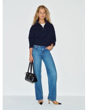 Reformation Barney Cotton Quarter-Zip Sweater - Blue