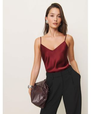 Reformation Teddy Satin Top - Red