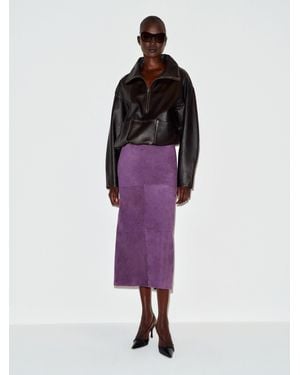 Reformation Veda Cole Low Waist Leather Maxi Skirt - Purple