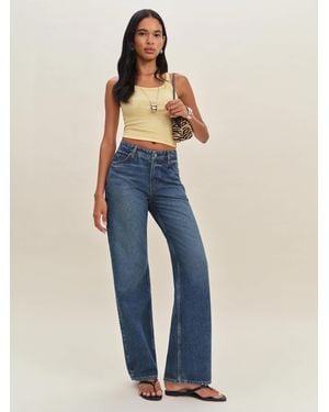 Reformation Morley V-Waist Baggy Jeans Denim - Blue