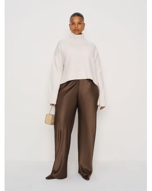 Reformation Gale Satin Mid Rise Bias Pant Es - Natural