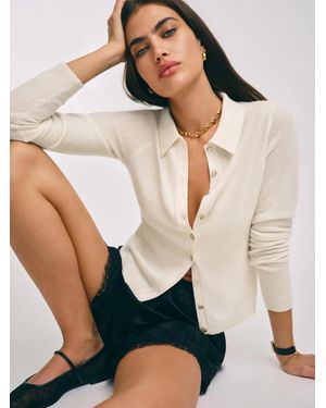 Reformation Florentina Cashmere Collared Cardigan - Natural