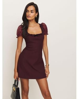 Reformation Petite Lace-Trimmed Bunny Mini Dress - Purple