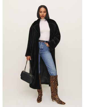 Reformation Chloe Faux Fur Oversized Coat - Black