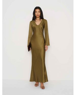 Reformation Vivia Silk Dress - Green