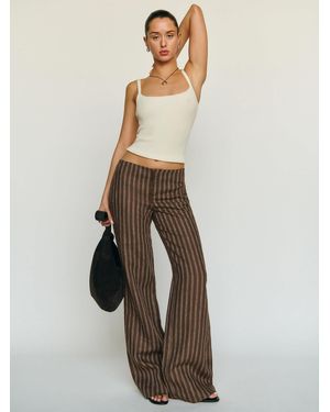 Reformation Vida Linen Low Rise Pant - Brown