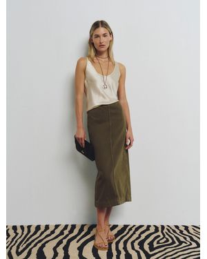 Reformation Regina Mid Rise Midi Skirt - White