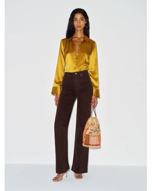 Reformation Bex Super Stretch High Rise Wide Leg Jeans Cotton - Yellow