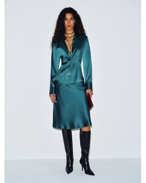 Reformation Layla Silk Knee Length Skirt - Blue
