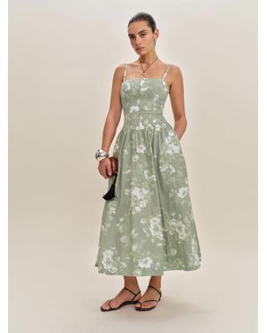 Reformation Katarin Linen Dress - Green