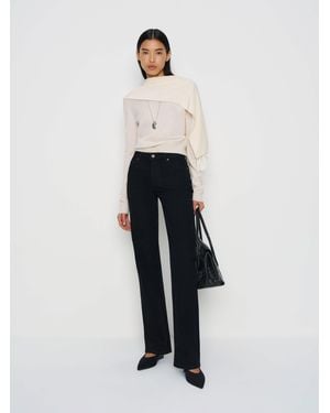 Reformation Elton Mid Rise Super Stretch Straight Jeans Denim - White