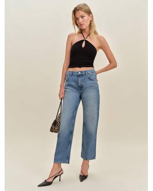 Reformation Arleth Mid Rise Straight Leg Cropped Jeans - Blue
