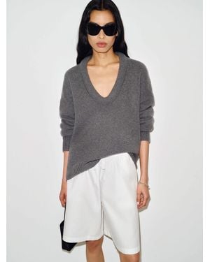 Reformation Jonie Cashmere Oversized Scoop Neck - Grey