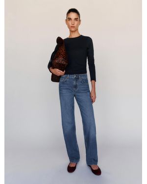 Reformation Miles Stretch Mid Rise Straight Short Leg Jeans - Blue