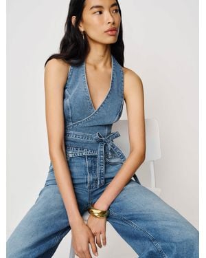 Reformation Gaia Denim Halter Top - Blue