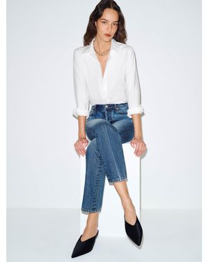 Reformation Marzella Heeled Mule Plisse Satin 6 - White