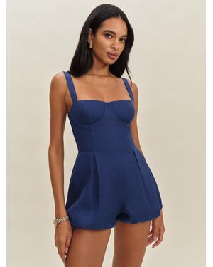 Reformation Lydia Linen Romper - Blue
