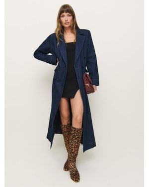 Reformation Azalea Long Denim Blazer - Blue