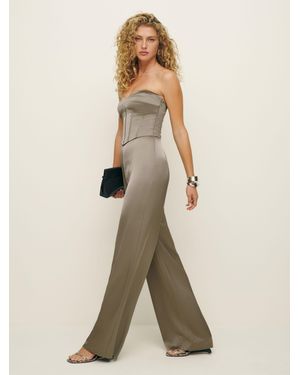 Reformation Pacie Satin Jumpsuit - Natural