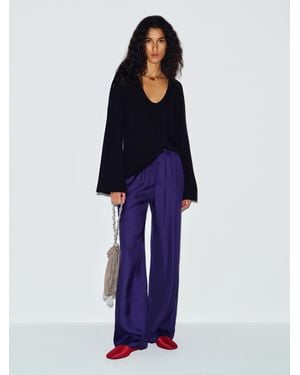 Reformation Eliza Scoop Neck Cashmere Jumper - Blue