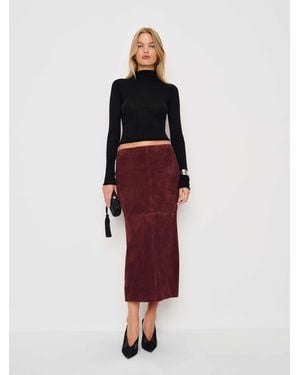 Reformation Veda Cole Low Waist Leather Maxi Skirt 0 - Red