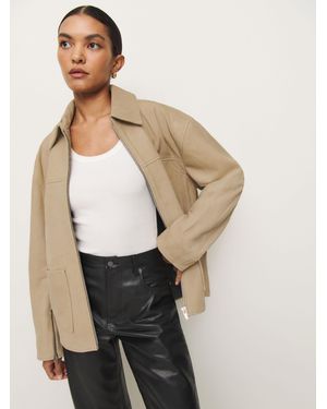 Reformation Veda Bennett Oversized Leather Bomber - Natural