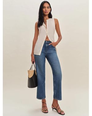 Reformation Arleth Mid Rise Straight Leg Cropped Jeans - Blue
