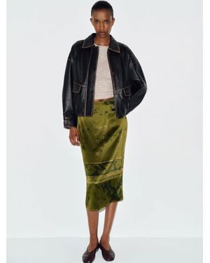 Reformation Helen Low Waist Silk Midi Skirt 0 - Green