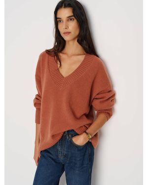 Reformation Jadey Cashmere Oversized V-Neck Sweater - Orange