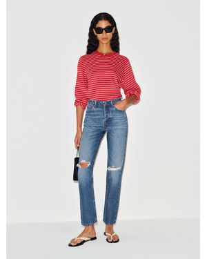 Reformation Cynthia High Rise Straight Jeans Denim - Red