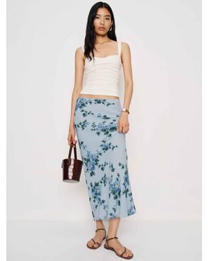 Reformation Layla Skirt Silk 0 - Blue
