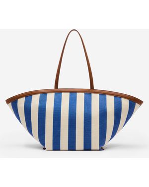 Reformation Lucia Tote Bag Cassis Stripe Canvas - Blue