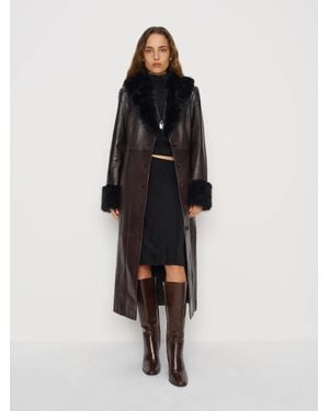 Reformation Veda Aria Leather Trench Coat - Black