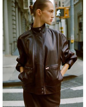 Reformation Veda Harrison Leather Oversized Bomber - Brown