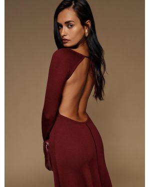 Reformation Long-Sleeve Maxi Open-Back Sweater Dress - Brown