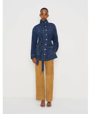 Reformation Drina Belted Denim Jacket - Blue