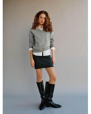 Reformation Theo Knit Skirt Dark 0 - Gray