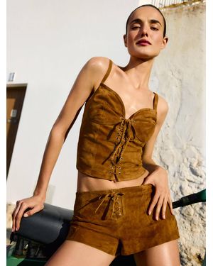 Reformation Sofia Suede Short - Brown