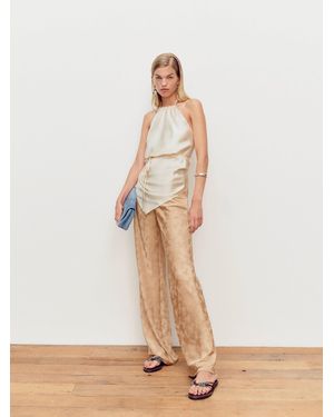 Reformation Gale Mid Rise Bias Pant Jacquard - Natural