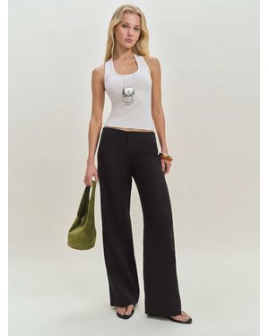 Reformation Vida Linen Low Rise Pant - White