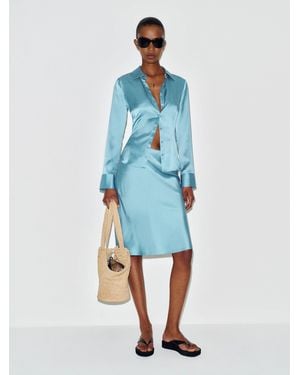 Reformation Layla Silk Knee Length Skirt 0 - Blue
