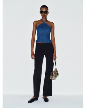 Reformation Meghan Denim Halter Top 0 - Blue