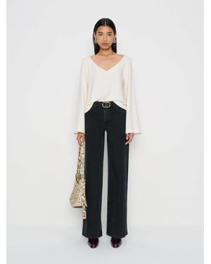 Reformation Greta Super Stretch Low Rise Wide Leg Jeans - White