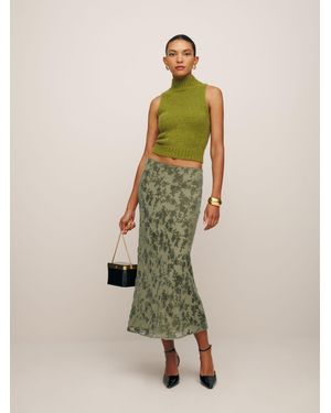 Reformation Layla Velvet Skirt - Green