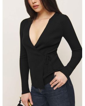 Reformation Caroline Regenerative Merino Wrap Sweater - Black