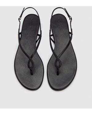 Reformation Luna Flat Sandal Leather 5 - Black