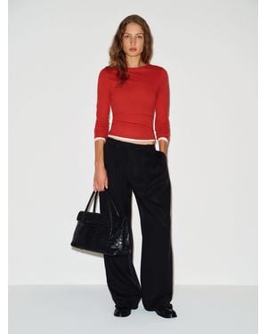 Reformation Ezra Slim Fit Long Sleeve - Red