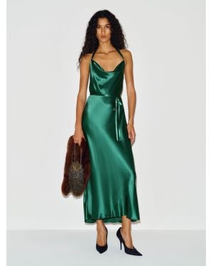 Reformation Gloribel Silk Dress Evergreen