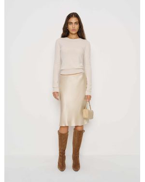 Reformation Layla Silk Knee Length Skirt 0 - Natural